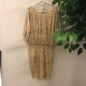 Aidan Mattox gold cocktail dress